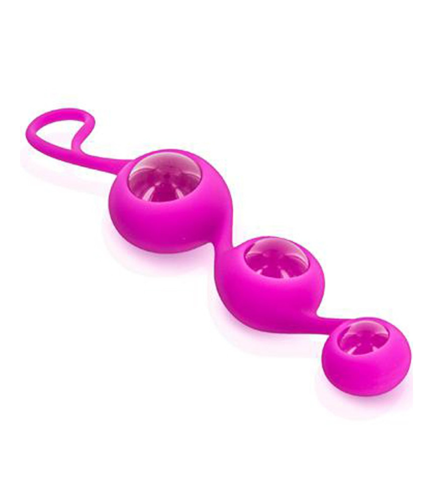 Triple boules de Geisha rose verre et silicone - CC571002